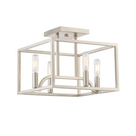 Designers Fountain 12in Uptown 4-Light Satin Platinum Ceiling Light Semi Flush Mount 88411-SP